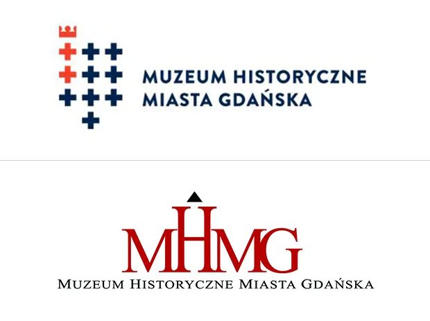 Nowy logotyp Muzeum Historycznego Miasta Gdańska (u góry) zastąpił dotychczasowy, stworzony na bazie skróconej nazwy muzeum (na dole). 