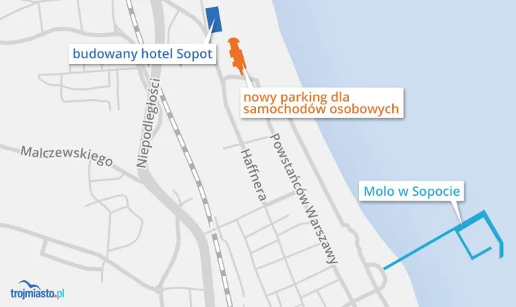 Lokalizacja nowego parkingu w Sopocie.