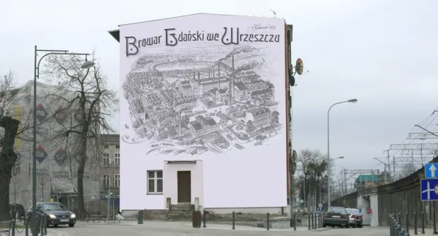 Wizualizacja muralu na ścianie kamienicy przy ul. Białej.