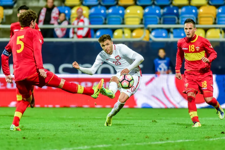 Tym strzałem Dariusz Formella otworzył wynik spotkania młodzieżowych reprezentacji Polska - Czarnogóra. 