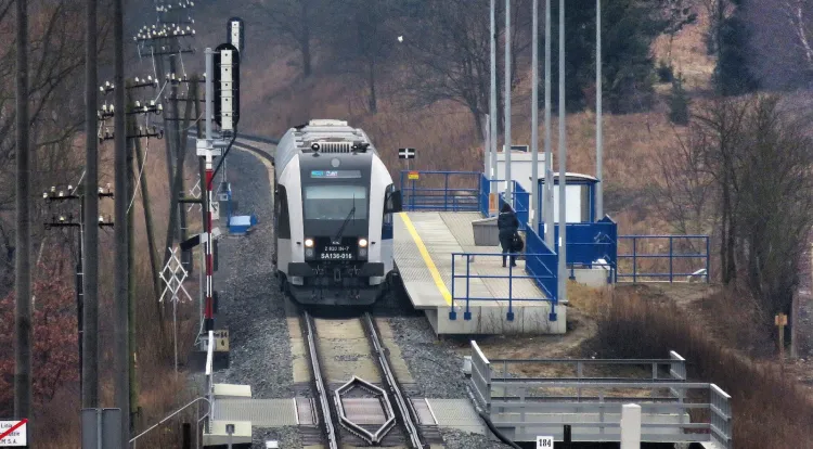 Pociąg PKM na przystanku w Rębiechowie. Od 11 grudnia składy będą zatrzymywać się tam rzadziej.