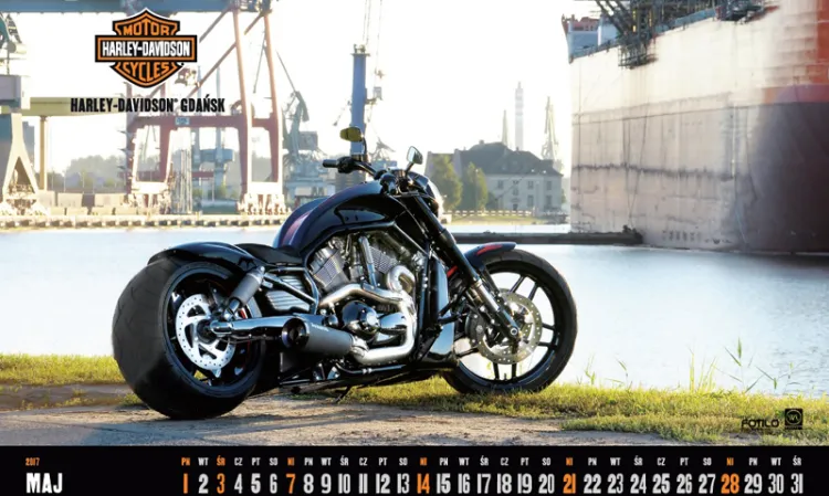 Kartka z gdańskiego, charytatywnego kalendarza Harley Davidson. 