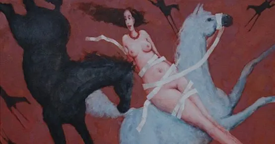 Na szczególną uwagę w obrazach Waldemara Marszałka zasługują postaci kobiece. Na zdjęciu: "Amazonka", 2007