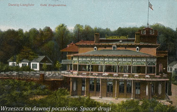 Budynek Café Zinglershöhe widziany od strony Am Johannisberg (ul. Sobótki), między 1901 a 1914. [źródło: "Wrzeszcz na dawnej pocztówce. Spacer drugi"]