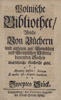 Drugi tom periodyku "Polnische Bibliothec", wydany w roku 1719.