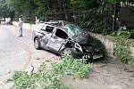 Skutki wypadku na ul. Malczewskiego w Sopocie.