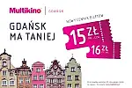 Od poniedziałku do czwartku cena biletu na dowolny seans w Multikinie Gdańsk wyniesie 15 złotych. Złotówkę więcej będzie kosztował bilet weekendowy (piątek - niedziela).