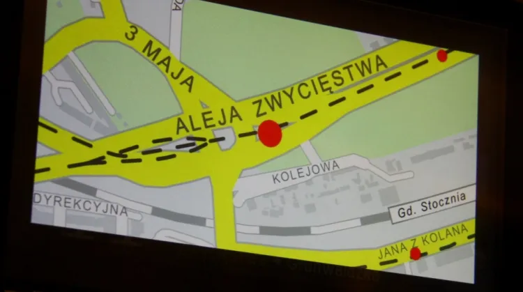 Ulica Jana z Kolana - tak na mapie w tramwaju nazywa się ulica przy przystanku SKM Gdańsk Stocznia.