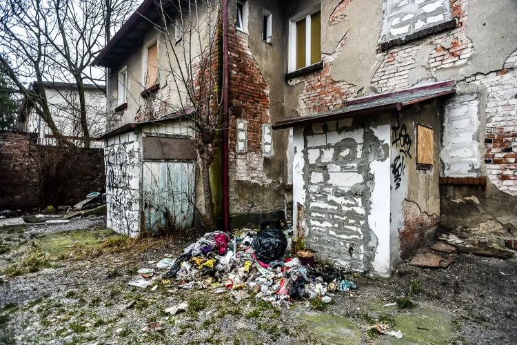 Budynek przy ulicy Bitwy pod Płowcami od podwórka. 