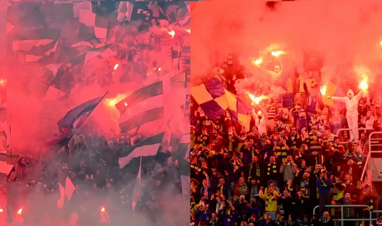M.in. za takie obrazki na stadionach w Gdyni (z prawej) i Gdańsku (z lewej) Arka i Lechia płaciły jesienią kary finansowe. 
