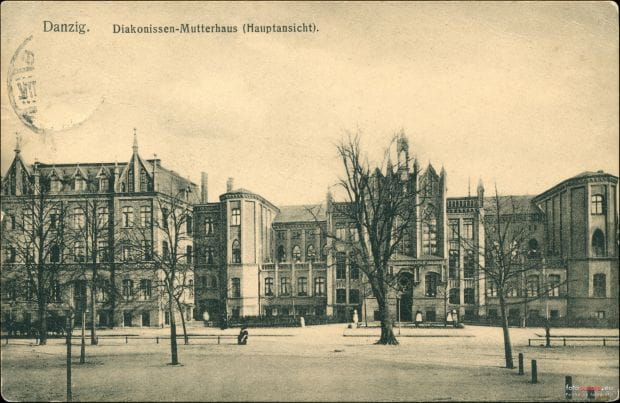 Dawny szpital sióstr Diakonisek. Obecnie w miejscu budynku znajduje się szpital wojewódzki. Fotografia z początku lat 20. XX wieku.