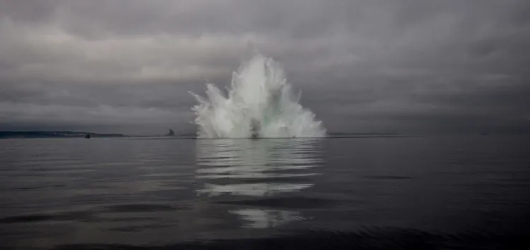 Zdjęcie z detonacji miny morskiej w Zatoce Gdańskiej w styczniu 2016 roku.
