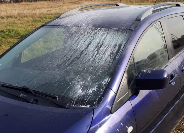 Samochód naszego czytelnika został obsypany mąką.