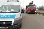 Policyjna kontrola ciężarówek.