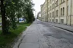 Fragment ulicy Łąkowej na wysokości Akademii Muzycznej (po prawej).