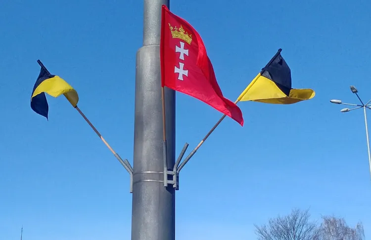 Kaszubskie flagi wiszą na ulicach Gdańska z okazji Dnia Jedności Kaszubów - w trzecim tygodniu marca.