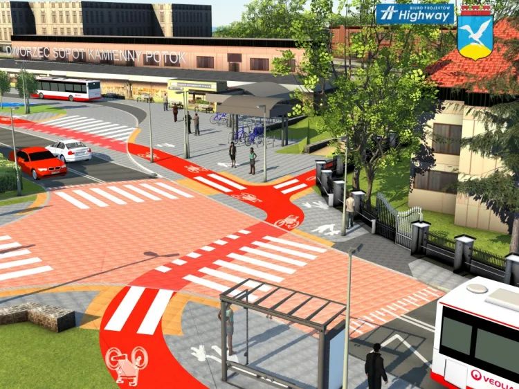 Tak będzie wyglądał rejon skrzyżowania Wejherowskiej-Małopolskiej. Projekt nie obejmuje rozbudowy przystanku SKM o nowy gmach.
