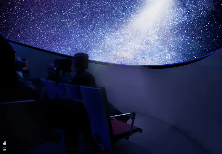 We wnętrzu budynku planetarium znajdzie się kopuła z ekranem w kształcie półsfery o średnicy 10 metrów.