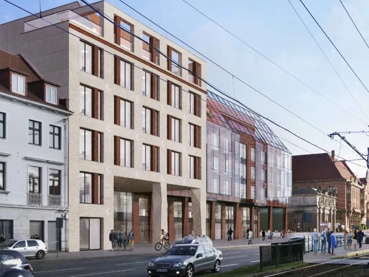 Tak według koncepcji pracowni KD Kozikowski Design może wyglądać zabudowa w miejscu budynku LOT-u w wersji rozszerzonej o miejski teren. 