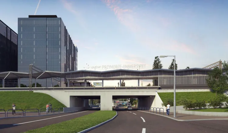 Modernizacja peronu SKM Przymorze-Uniwersytet przewiduje m.in. budowę dłuższego zadaszenia.