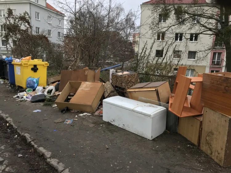 Tak wyglądają śmietniki przy skrzyżowaniu ulic Malczewskiego i Sowiej na Siedlcach.