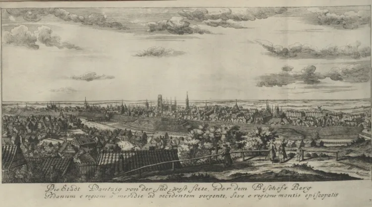 XVIII-wieczny Gdańsk widziany z Biskupiej Górki.