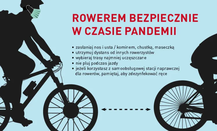 Przy zachowaniu odpowiednich środków ostrożności przemieszczanie się rowerem w trakcie pandemii jest bezpiecznym wyborem.