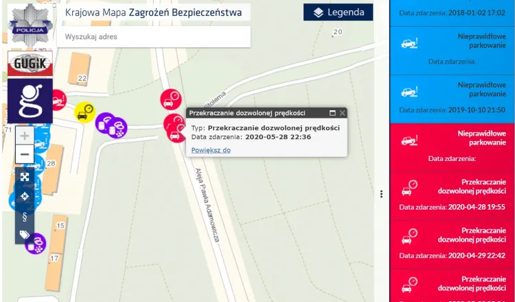 Na specjalnej Mapie Zagrożeń Bezpieczeństwa mieszkańcy zgłaszają problem z piratami drogowymi i wyścigami.