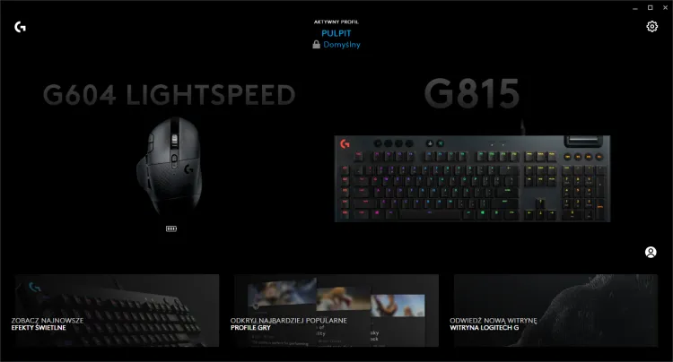Logitech G HUB oferuje szybki dostęp do konfiguracji każdego podłączonego urządzenia.