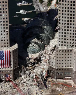 Strefa Zero w Nowym Jorku po zamachu 11 września 2001 roku.