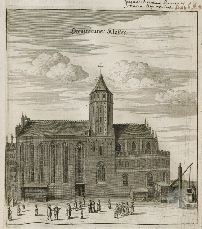 Kościół św. Mikołaja i klasztor dominikanów na rycinie z 1687 r.