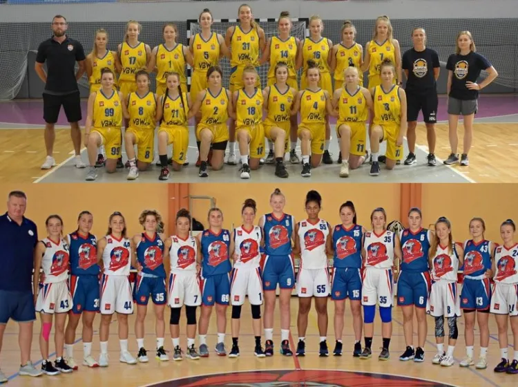 Koszykarki GTK Arki Gdynia (u góry) i Szkoły Gortata Politechniki Gdańskiej (na dole) rywalizują w mistrzostwach Polski U-18.