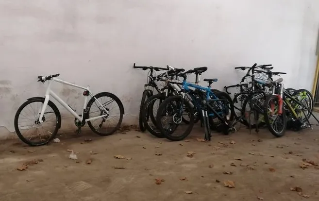 Część odzyskanych przez policję rowerów.