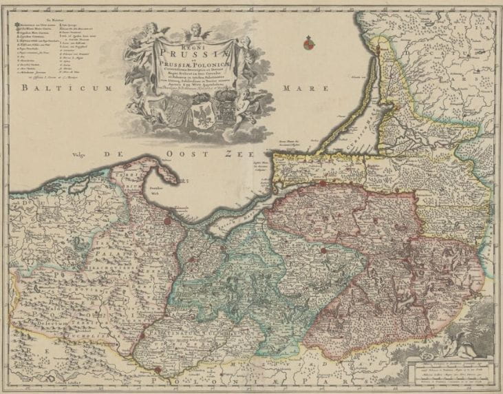 Mapa Prus Królewskich oraz Książęcych około roku 1711 r.