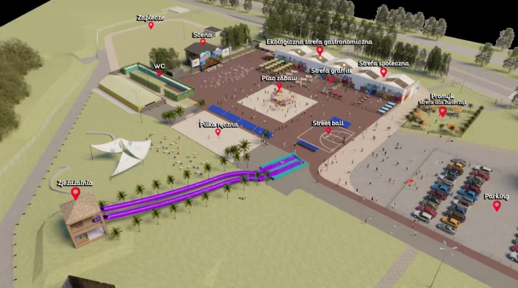 Projekt zakłada przekształcenie Placu Zebrań Ludowych w strefę rekreacji w czasie wakacji 2021 roku.