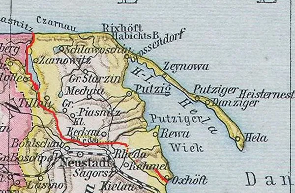 Mapa powiatu puckiego z 1878 r.