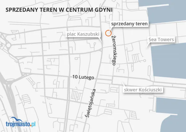 Sprzedana działka przy ul. Żeromskiego znajduje się w północnej części Śródmieścia Gdyni.