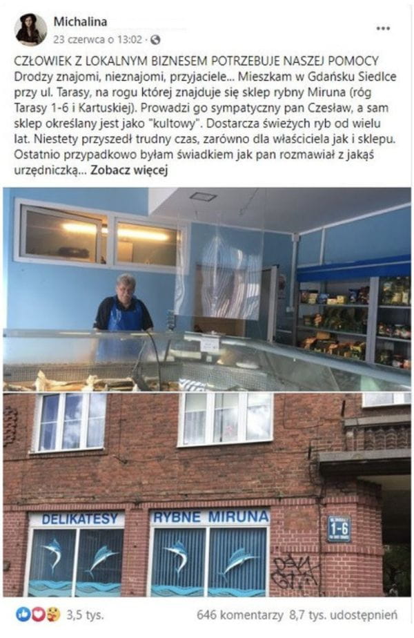 Pierwsza akcja w Trójmieście na tak duża skalę dotyczyła sklepiku rybnego w Gdańsku Siedlcach. 