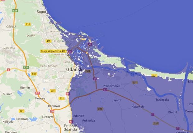 Skutki podwyższenia poziomu Bałtyku o jeden metr na terenie Gdańska i Sopotu...