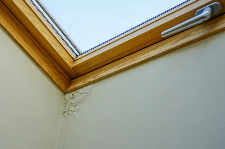 Przeciek dachu w okolicach okna połaciowego to jedna z częstych usterek w mieszkaniach na poddaszu. 