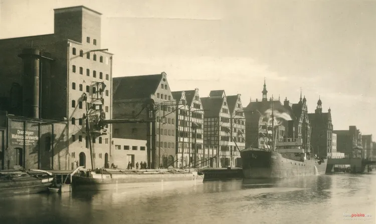 Wyspa Spichrzów na zdjęciu z 1936 r. To tutaj znajdowała się wspomniana w artykule ul. Żydowska (niem. Judegasse).