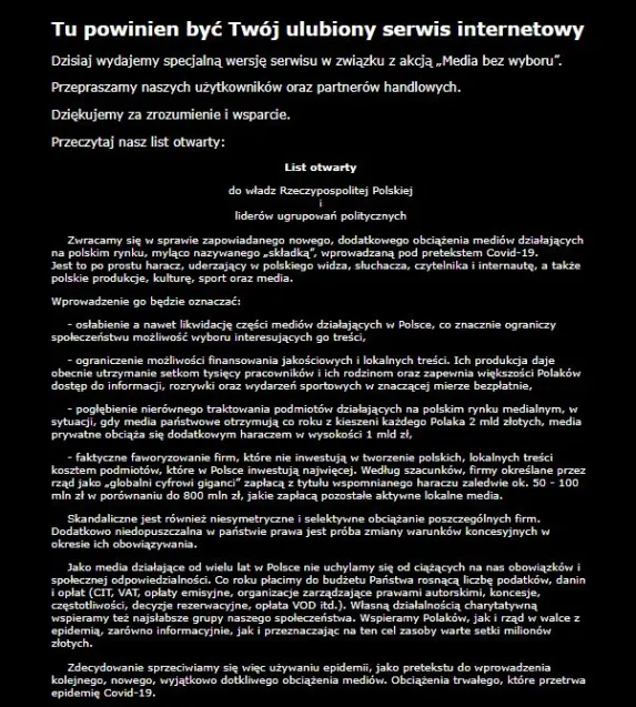 List Otwarty mediów.