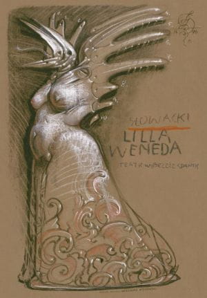 Plakat spektaklu "Lilla Weneda" w reżyserii Grzegorza Wiśniewskiego.