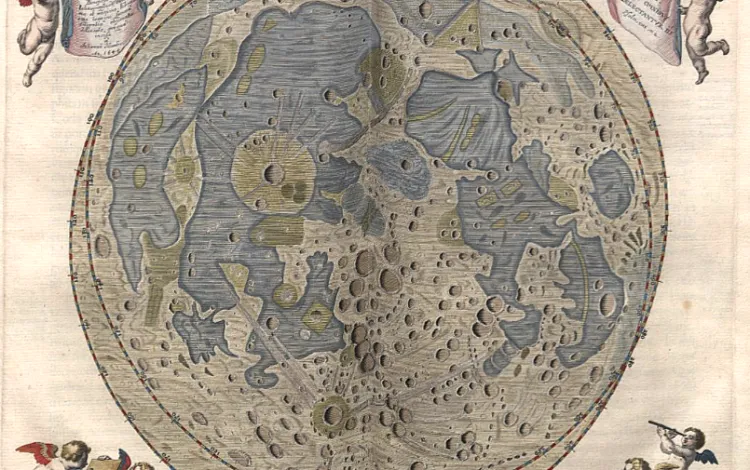Mapa księżyca autorstwa Jana Heweliusza z 1647 roku. To właśnie prace astronoma są inspiracją dla spektaklu multimedialnego "Lunae Descriptio".