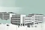 Przykłady grafik autorstwa Michała Pecko, którymi zostanie zilustrowany przewodnik. Powyżej widoczne zabudowania Grunwaldzkiej Dzielnicy Mieszkaniowej przy skrzyżowaniu al. Grunwaldzkiej (po lewej) i ul. Miszewskiego.
