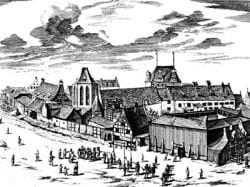 Szkoła fechtunku wzniesiona w Gdańsku ok. 1610 była prawdopodobnie wzorowana na teatrze elżbietańskim &#8222;Fortune". Spektakle odbywały się tu jedynie jako dodatek do ćwiczeń i zawodów szermierczych, a także walk zwierząt oraz występów kuglarzy i akrobatów.