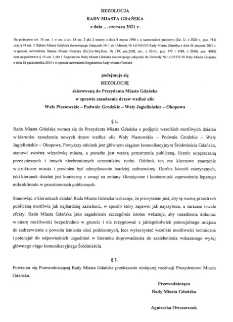 Rezolucja radnych KO do prezydent Gdańska trafi na czerwcową sesję Rady Miasta.