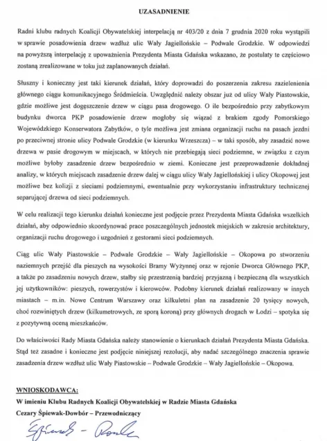 Rezolucja radnych KO do prezydent Gdańska trafi na czerwcową sesję Rady Miasta.