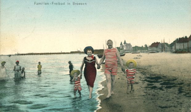 Zdjęcia z gdańskich plaż na przełomie XIX i XX wieku.