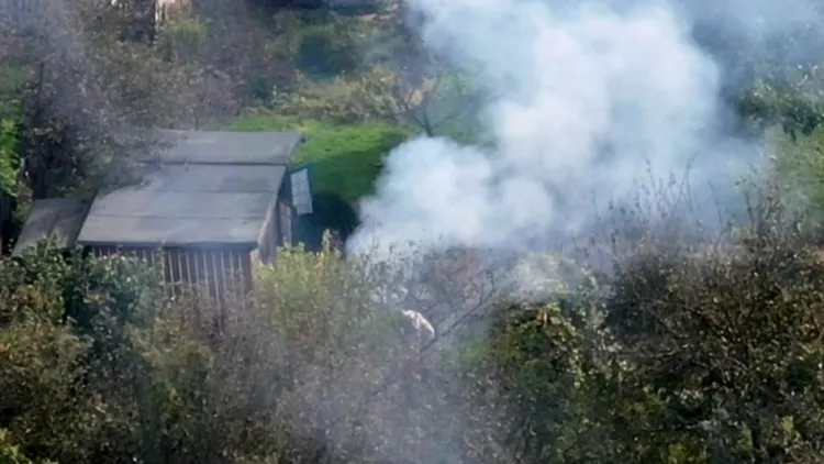 Ognisko z odpadów zielonych na terenie ogródków działkowych na Stogach. Namierzył je dron strażników.